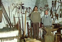 Members of the Dawes family inside the Blacksmiths shop on Mansfield Street.
