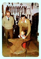 Members of the William Dawes family in the Blacksmiths shop on Mansfield Street, Somercotes.