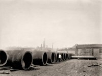 Large castings in the storage yard at Riddings Ironwork's Pye Bridge.