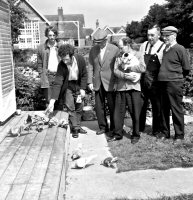 Local Pigeon Fanciers in Riddings Man's TV Play 5th August 1971 (Ripley & Heanor Newspaper Photograph).