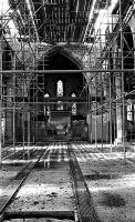 View looking towards the Alter during the reconstruction of St. Thomas Church after the fire in 1984.