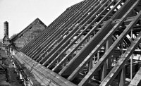 New roofing timbers during the rebuilding of the roof in 1984 after the fire.