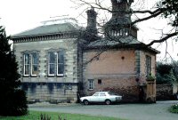 The clock tower, Riddings House and Driveway circa 1970s.