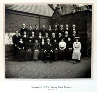 Birchwood Chapel Sunday School Teachers taken in May 1907. The original Photograph now hangs in Birchwood Chapel.