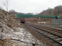 The Red Bridge crossing over the main Alfreton line, no longer painted red 2018.