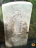 Commonwealth War Grave of Joseph Leeson at Oosttaverne, Joseph fought in the First World War.
More details available on the WW I website.